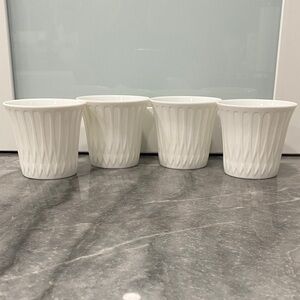 Set of 4 White Ceramic Cups with Beautiful Design.  Made in Japan